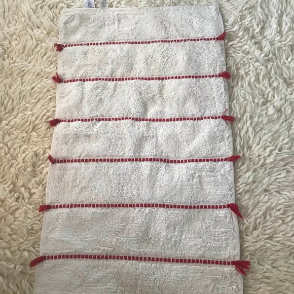 West Elm | Bath | West Elm Organic Tassel Stripe Bath Mat Dark Red 2x34 | Poshmark